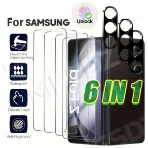 6 HD Tempered Glass Screen Protectors for Samsung Fold5/Fold 4/6 - Front & Back Protection Smooth Surface Seamless Adhesion Crack Shield Scratch Layer Smartphone Protector