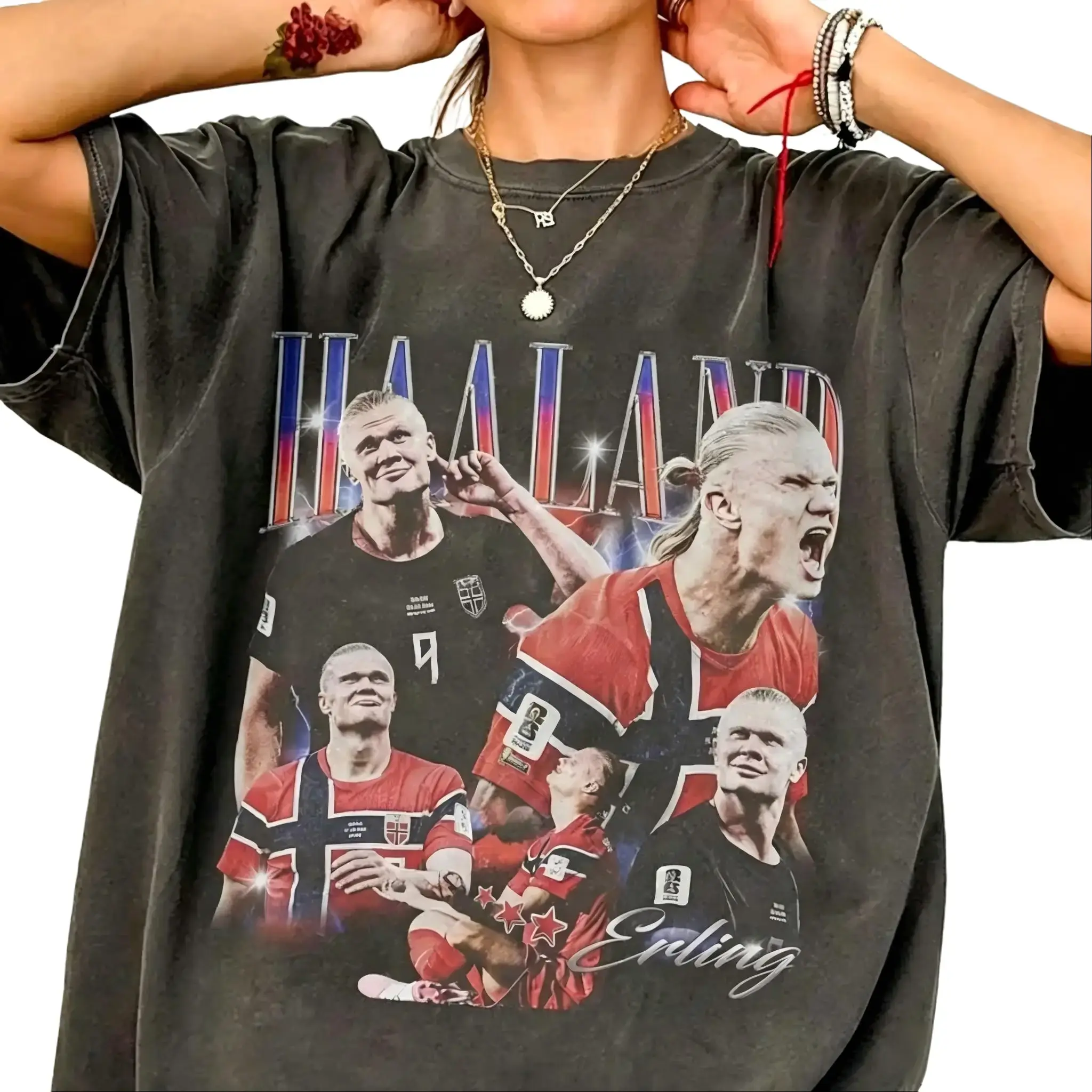 Comfort Colors Erling Soccer Y2k Graphic Tee, Funny Norway Retro T-Shirt for Men and Women