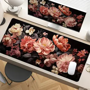 Floral Peony Gaming Mouse Pad Extra Large Computer Mouse Pads for Desk xxl Mouse Pad for Laptop Big Mouse Pad Extended Mouse Pad with Non-Slip Rubber Base Stitched Edge for Home and Office Mousepad Office Desk Accessories