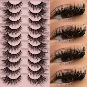 10 Pairs Cute Fluffy False Eyelashes, Thick Dense Lush Look, High-Quality CC Curl, Perfect for Daily Dates & Parties