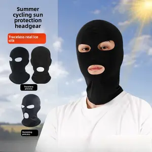 Summer ice silk cooling sun protection headgear cycling fishing mask motorcycle helmet liner two-hole exposed eye hood full face cover