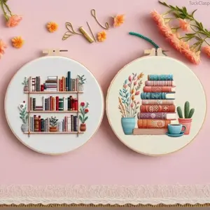 Book & Potted Plant DIY Embroidery Kit, Beginner-Friendly Cross Stitch Set with Tools and Supplies, Creative Crafting Project for Home, Gifts, and Arts & Crafts Enthusiasts