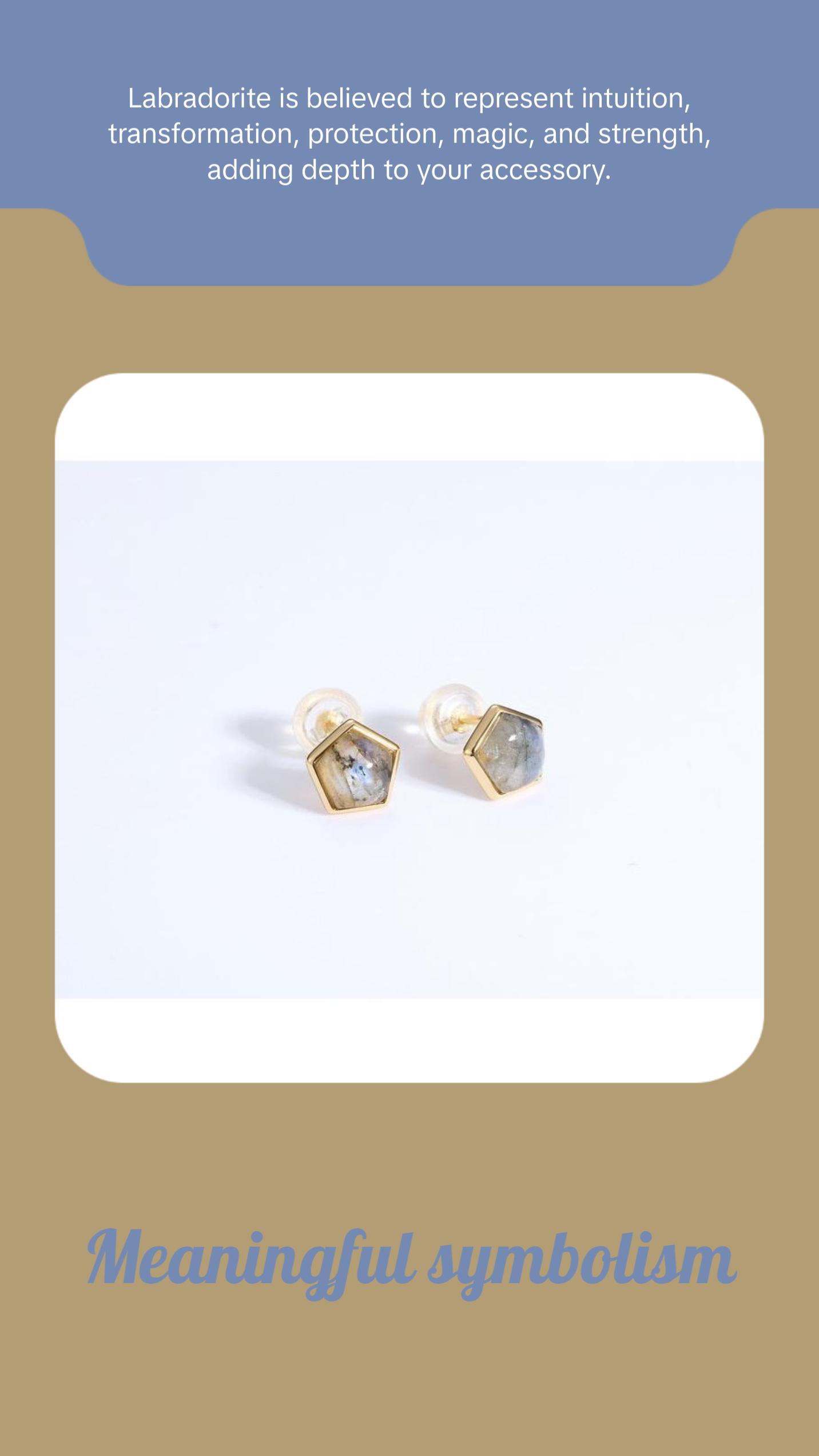 Labradorite Pentagon Stud Earrings