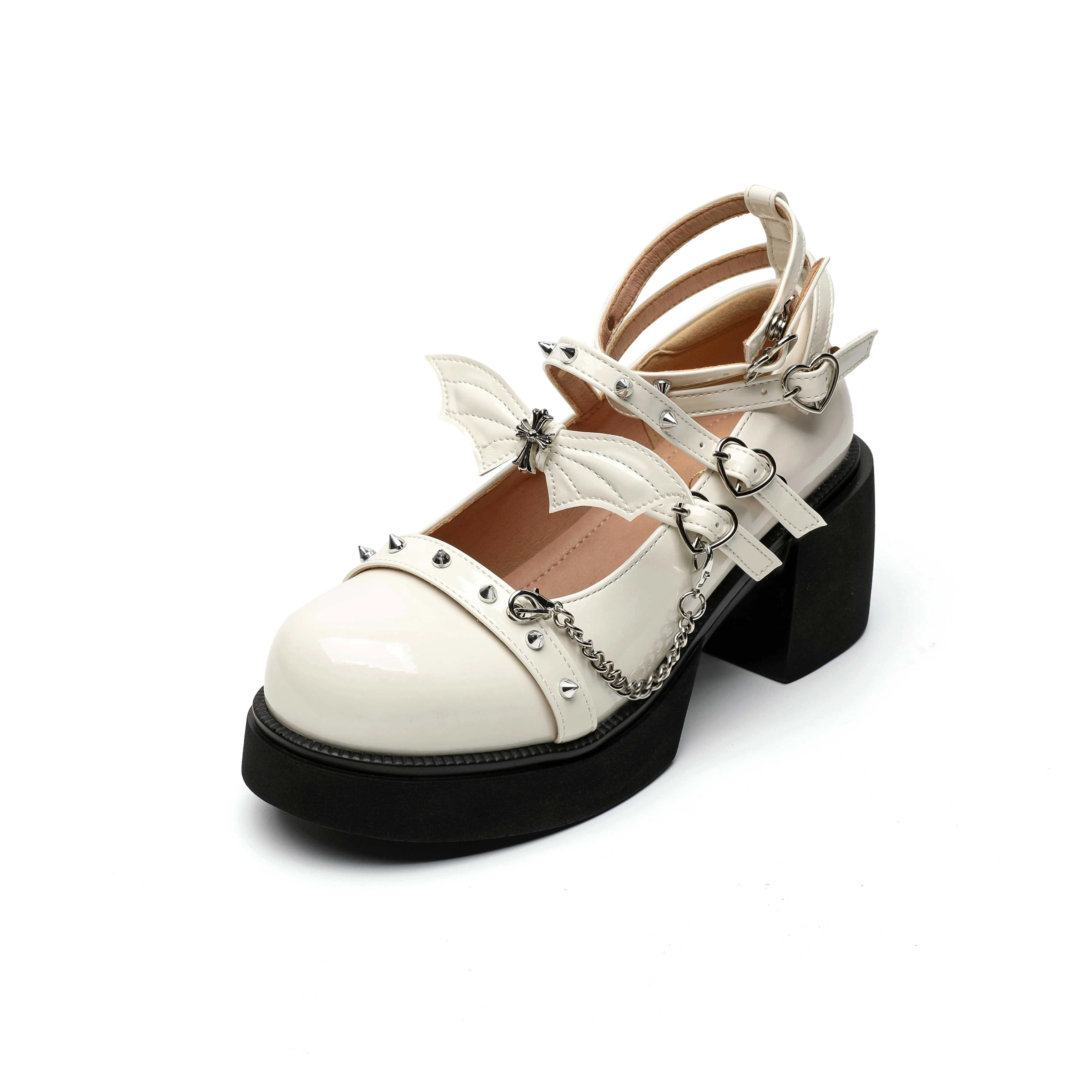 Angelic Core Platform Shoes | Creamy Off-White, Ankle Strap & Chunky Heel