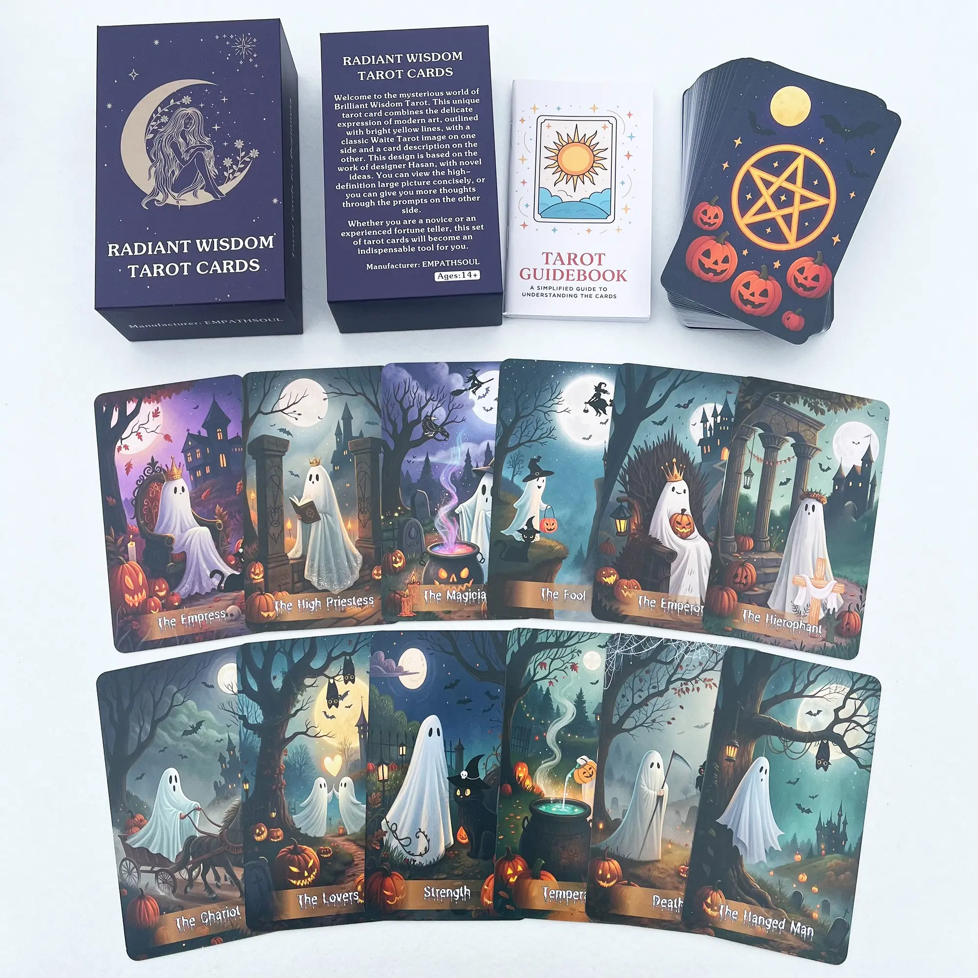 Cute Cartoon Witchy Artwork Tarot Card Set for Beginners, Includes Guide Cards, Witch Oracle Cards, Perfect Starter Tarot Deck for Women