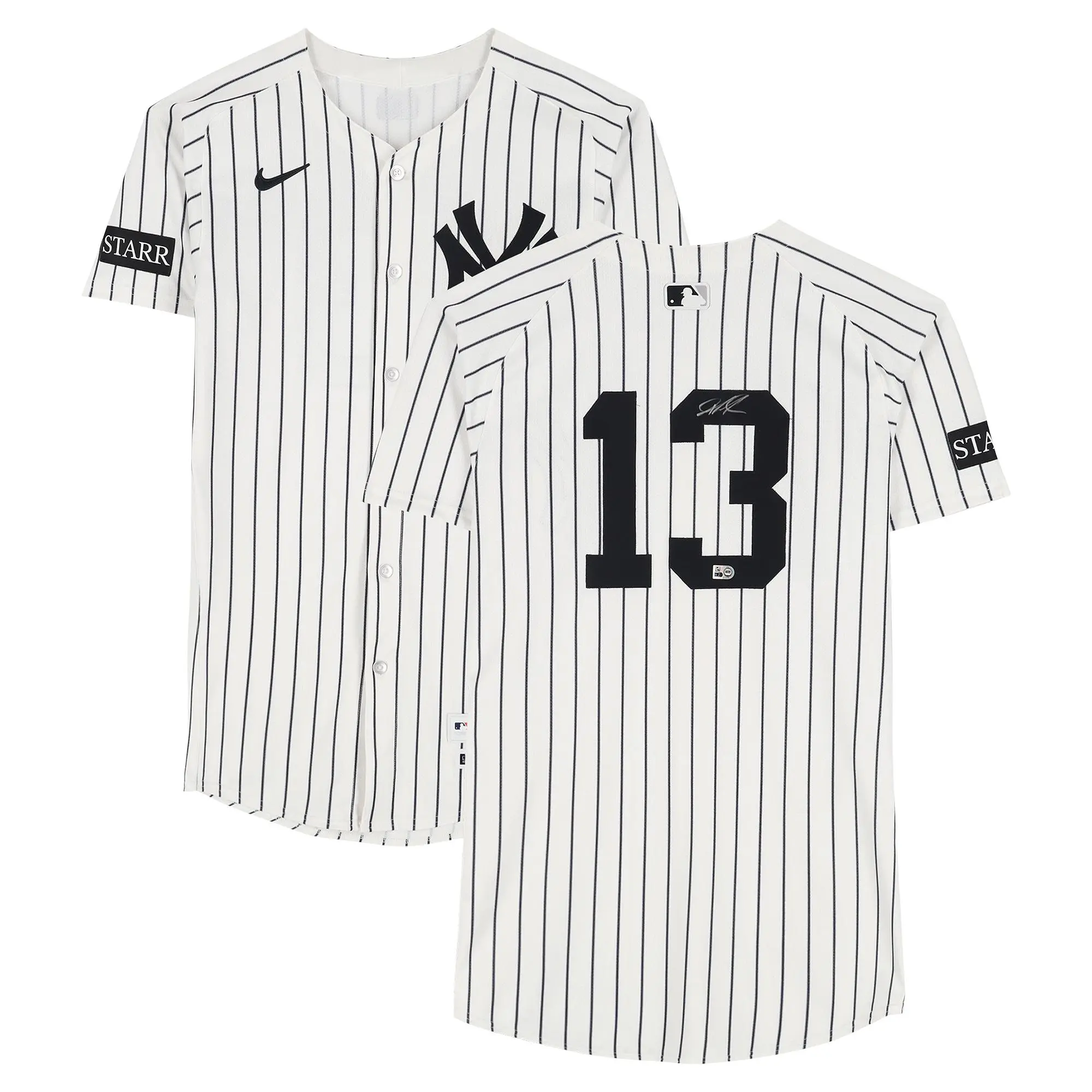Jazz Chisholm Jr. New York Yankees Autographed Game-Used #13 White Pinstripe Jersey vs. Toronto Blue Jays on October 8, 2025 - Fanatics Authentic Certified