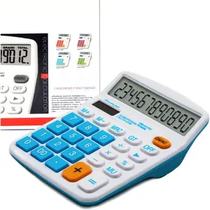 Office Desktop Calculator, Solar and  Dual Power  Calculator Portable 12 Digit Large LCD Display Calculator, Blue