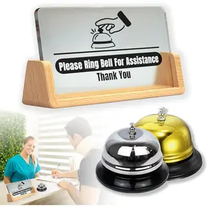 Desk Call  /2pcs Service Bells ( and )/with Please Ring  for Assistance Sign/Suitable for Front Desk Reception in Shops, Offices, Warehouses, and Small Hospitals.