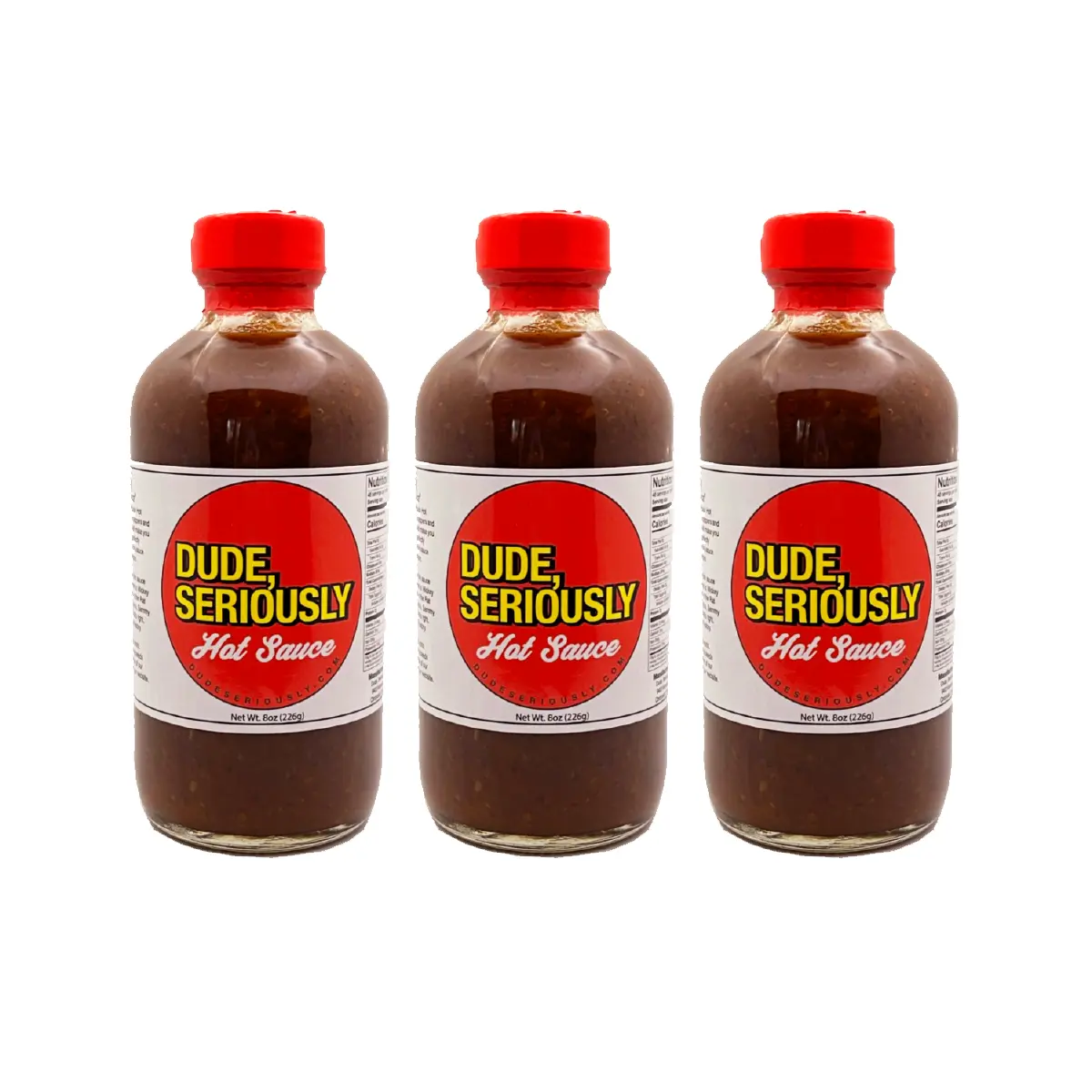 Dude Seriously Hot Sauce 3 Pack Award Winning Spicy Sauce with Cayenne Peppers & Spices 8oz Each Flavorful & Smoky Taste Made in USA