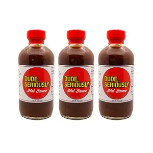 Dude Seriously Hot Sauce 3 Pack Award Winning Spicy Sauce with Cayenne Peppers & Spices 8oz Each Flavorful & Smoky Taste Made in USA