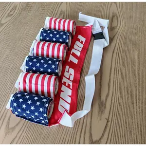6-Pack Adjustable Patriotic Beverage Holster Belt - Handy Drink Bottle Holder, Ideal for Fourth of July Parties, Picnics (Style-4)