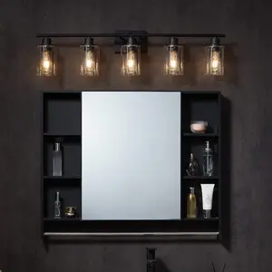 VEVOR 5-Light Bathroom Vanity Lights, 37.1-Inch, Modern Light Fixtures Above Mirror with Clear Glass Shade, 60W, Wall Lighting for Bathroom, Living Room, Bedroom, Hallway, E26 Base (Bulbs Not Included)