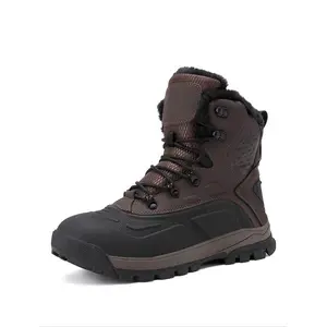 Men's New Outdoor Insulated Snow Boots, Thickened Fleece Lined Warm Winter Shoes, Durable Anti-Slip Cold Weather Footwear, Waterproof Rubber Boots