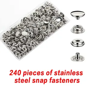 60 set Metal Button Snaps Heavy Duty Snap Fastener Caps Marine Stainless Steel Snaps Kit 15mm Snap Button Press Studs for Leather Thick Canvas Fabric Tarp Rivets DIY Craft