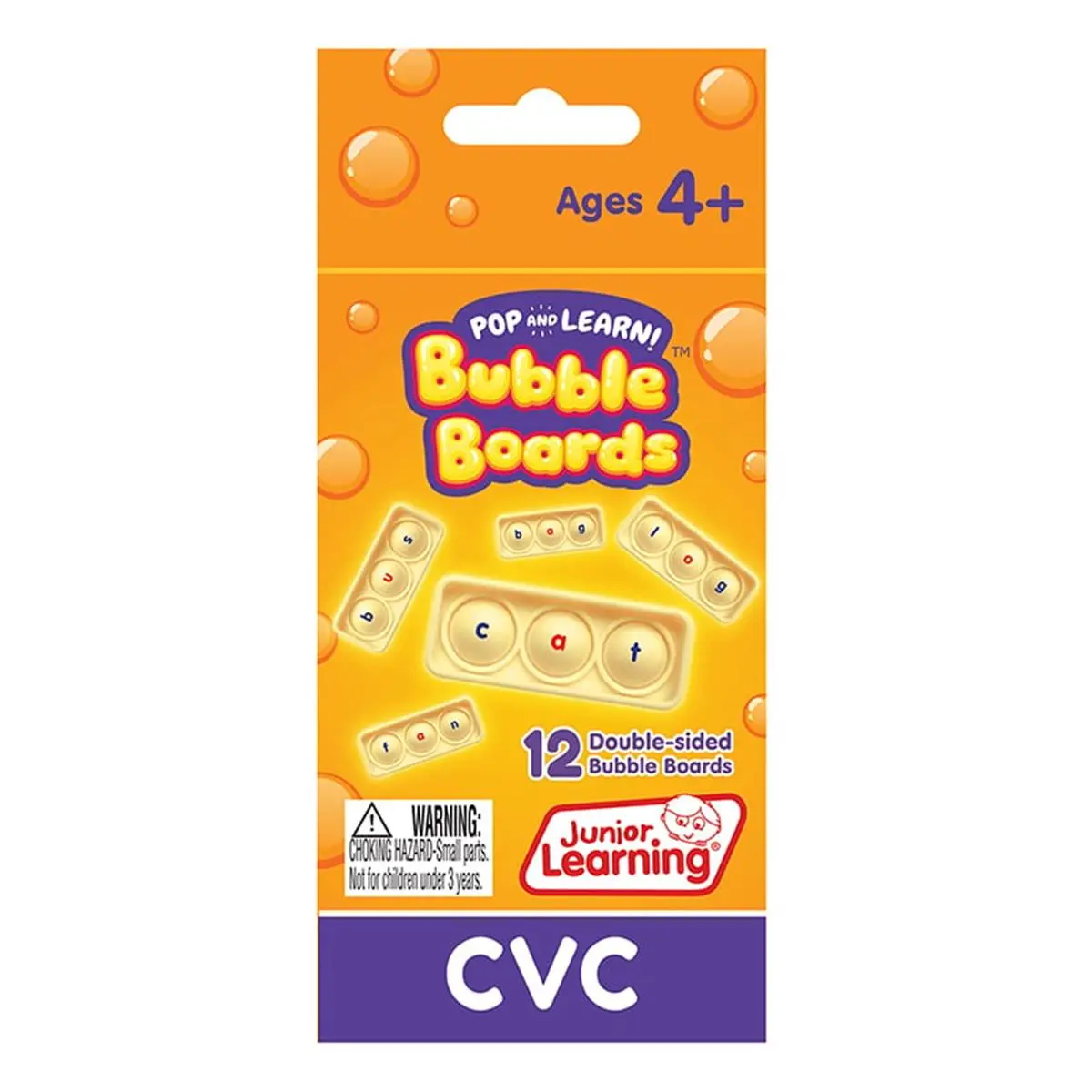Junior Learning CVC Pop & Learn Bubble Board, Small Animal Learning Tool for Ages 4+, Boosts Spelling Skills, Develops Phonemic Awareness