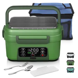 1.5L Electric Heated Lunch Box with Automatic Timer Heating and 20000 Mah Rechargeable Battery for Long-Lasting Use in the Car, Office or Outdoors