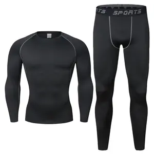 Men's Thermal Underwear Set, Lightweight Base Layer Compression Undershirts & Athletic Leggings, Tight Leggings, Moisture Wicking Workout Long Sleeve Thermal Shirts and Long John Pants for Running, Compression Garment