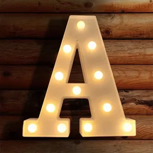 LED Lighted Letters for Night Light, Alphabet Letters for Wall Decoration, Lighted Letters for Wedding/Birthday Party, Christmas Decoration, Battery Operated (A)