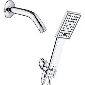 High  Handheld Shower  Set with 6" Brass Shower Arm, Chrome