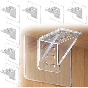 24 Pieces Adhesive Shelf Bracket, Punch Free Reinforced Design Shelf Support Pegs for Shelves Kitchen Cabinet Book Closet - Large Size