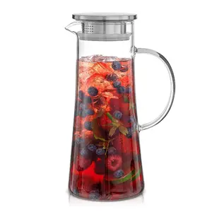 Breeze Glass Drink Water Pitcher with Stainless Steel Lid Breeze Glass Drink Water Pitcher with Stainless Steel Lid