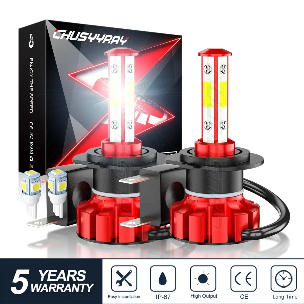2x Super Bright 9005/HB3 9006/HB4 H11/H9/H8 H7 LED Headlight Bulbs Conversion Kit High Low Beam 6000K White Automotive Led Drls