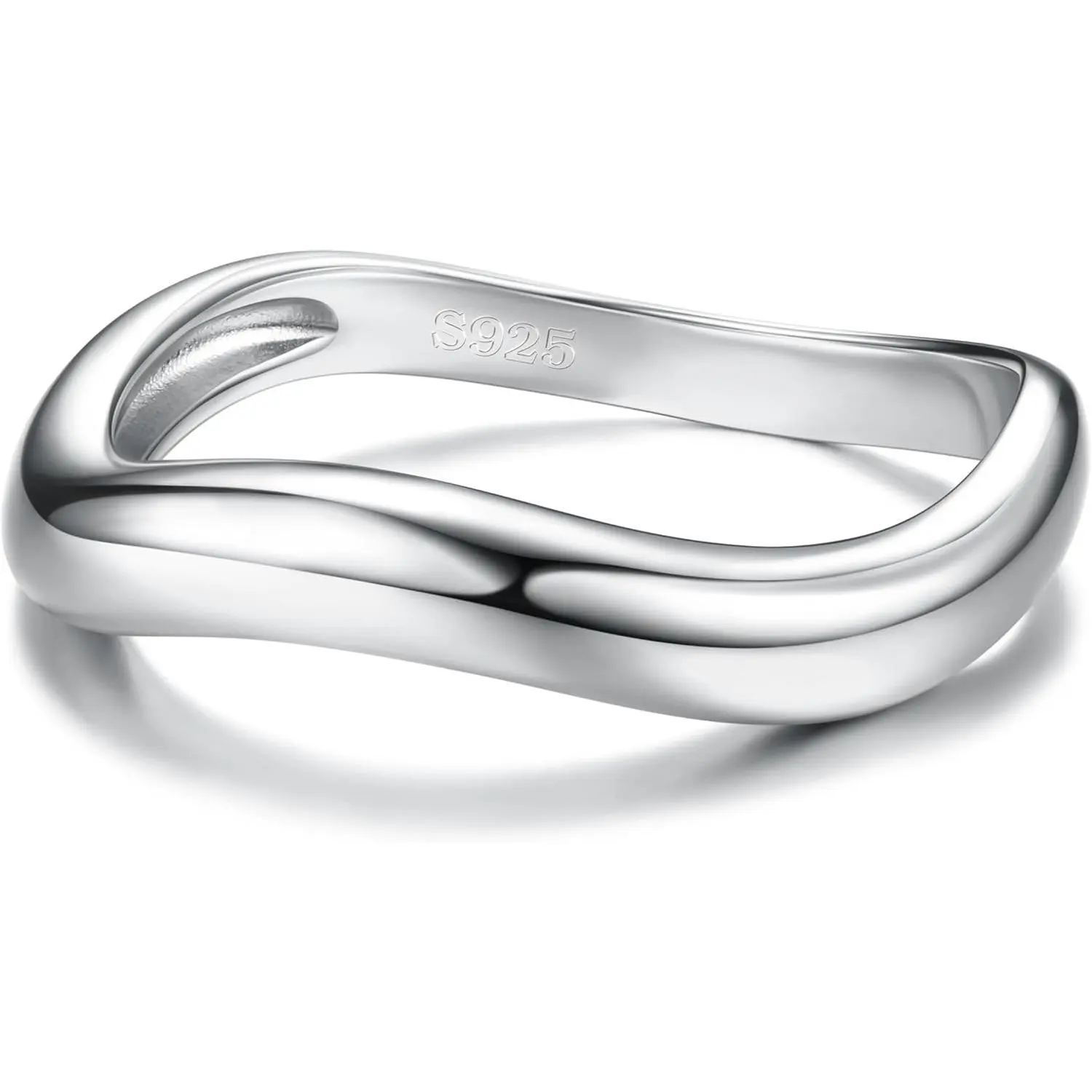 YADOCA Women's Sterling Silver-Gold Wavy Stackable Band Ring Set - Wedding, Promise, Engagement Ring Set for Meaningful Gifts, Rings For Women