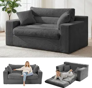 Winzoo Convertible Sofa Bed, Pull Out Boneless Couch Loveseat Floor Sofa Bed with Pillows, 2-Seater Folding Sofa Loveseat Boneless Couch for Living Room, Bedroom, Apartment, Office