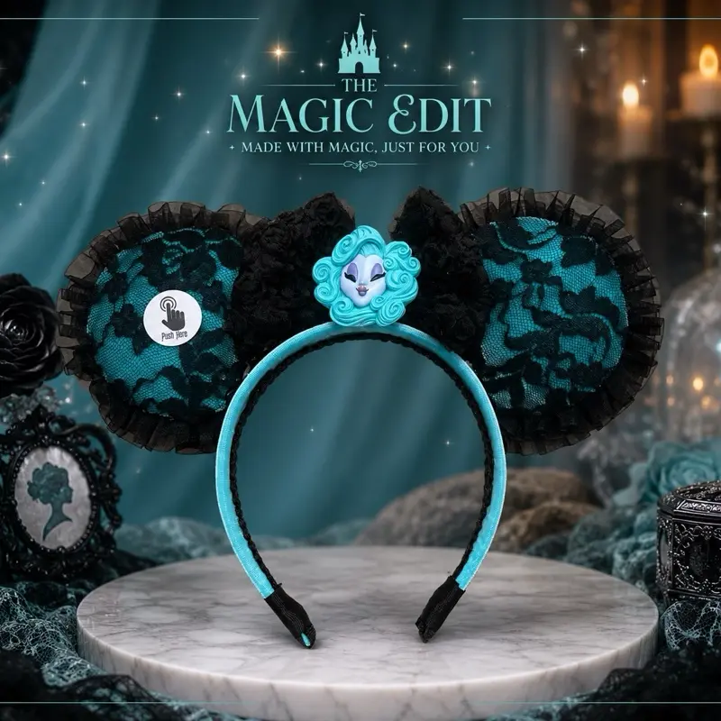 Spooky Mansion Inspired Seance  Mouse Ears with Hidden Sound Box | Spooky Gothic Lace Headband | Halloween Theme Park Ears