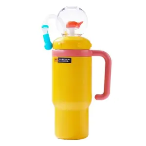 24Oz Stainless Steel Whale Fountain Tumbler with Handle Drinking Cup with Straw Whale Squirt Water Cup 710Ml Drinking Cup Shunmaii