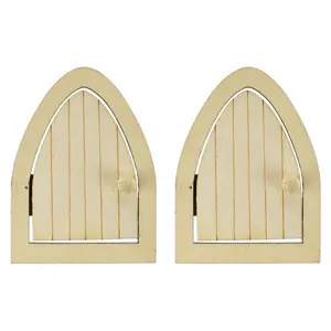 Wooden Craft Archway Fairy Doors with Hinge, 3-1/16-inch, 2-count