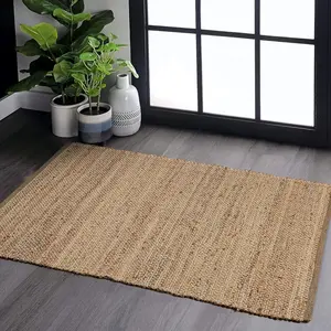 Jute Woven Rug 2'x3' - , Hand Braided Boho Entry Area Rugs for Kitchen, Living Room | Small Farmhouse Indoor Outdoor Decorative Mat for Patio, Entryway Front Door Mats - 24x36 Inches
