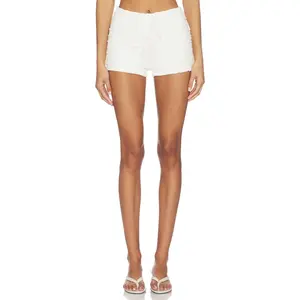 SEVEN WONDERS Adalee Ruffle Texture Hot Short in White