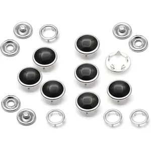 20 Sets 10.5MM Black  Snaps Fasteners -Like Button for Western Shirt Clothes Popper Studs (Black)