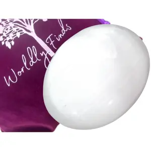 Selenite Crystal Palm Stone, Healing Stone, Charging Crystal Worry Stone