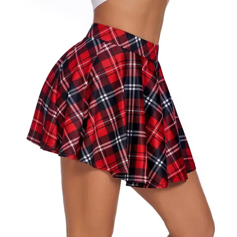 Avidlove Pleated Mini Skirt Plaid Skirts High Waist A Line Skater Skirt for Lingerie Schoolgirl