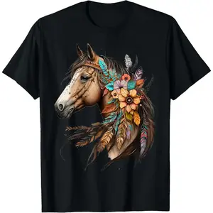 Hold Your Horse Funny Meme For Men Women T-Shirt Floral Wild Horse Country Horse Riding T-Shirt