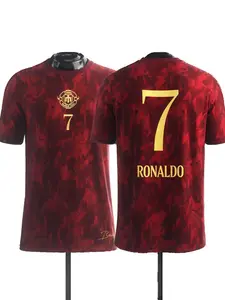 Ronaldo #7 Portugal Abstract Print Soccer Jersey Gold Number Name Breathable Quick Dry Short Sleeve for Ronaldo Fans, Portugal Supporters, Football Collectors & Streetwear Enthusiasts