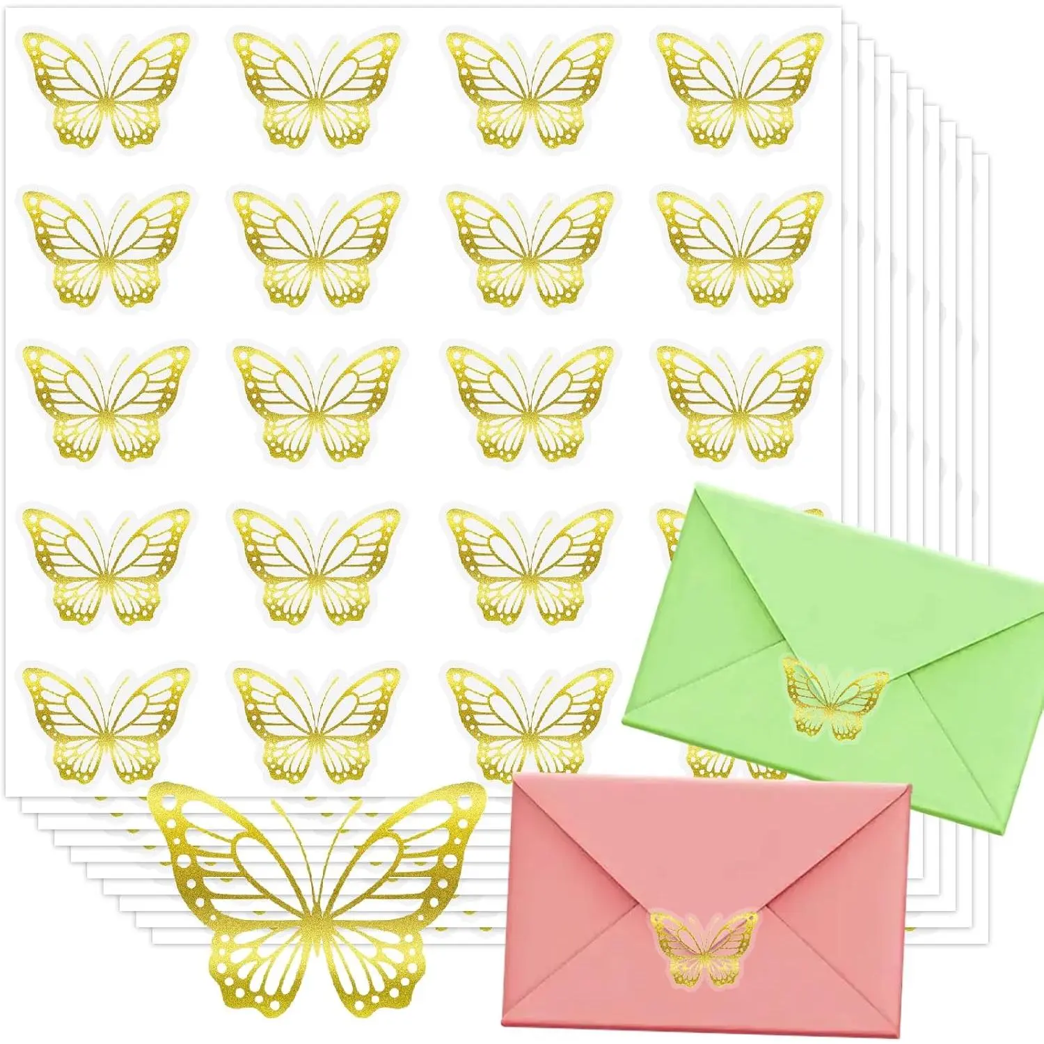 600 count Butterfly Stickers, Foil Envelope Seals Stickers,  Butterflys  Stickers,Self-Adhesive Spring Butterfly Labels Stickers For Wedding Invitation Stickers, Wedding Envelope Stickers