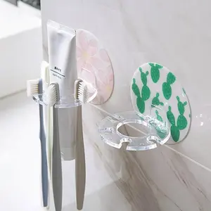 Bathroom Toothbrush Holder Strong Suction Toothpaste Storage Rack Tooth Brush Case Dispenser Organizer