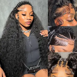 Deep Wave Lace Front Wigs Human Hair 13x6 HD Lace Front Wigs Pre Plucked Brazilian Curly Human Hair Wig 180 Density Frontal Wigs For Black Women