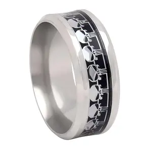 Skulls Wedding Band Ring Black Goth Punk Biker Mens Womens Ginger Lyne Collection