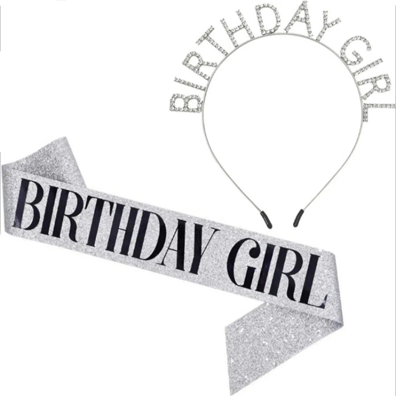 Birthday Girl Sash & Crown Set, 2pcs Birthday Crown & Tiara for Women Birthday, Gifts for Girlfriend, Crowns for Women & Girls Birthday, Gift for Mom, Ramadan Decorations Festive & Party Supplies, Birthday Crown And Sash, Costume Headpiece