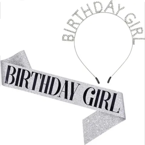 Birthday Girl Sash & Crown Set, 2pcs Birthday Crown & Tiara for Women Birthday, Gifts for Girlfriend, Crowns for Women & Girls Birthday, Gift for Mom, Ramadan Decorations Festive & Party Supplies, Birthday Crown And Sash, Costume Headpiece