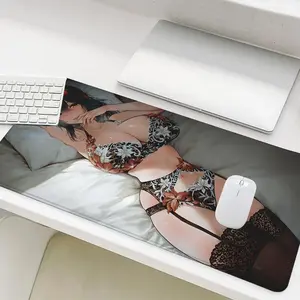 Sexy Anime Beauty Pattern Mouse Pad, Rectangle Gaming Mouse Pad, Non-Slip Rubber Base Stitched Edge Desk Pad for Desk Laptop Desktop