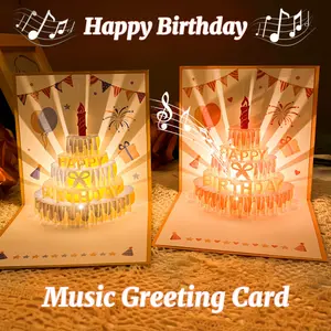 3D Musical Birthday with LED Lights - Up Surprise Gift for Special Ones Custom Message Card