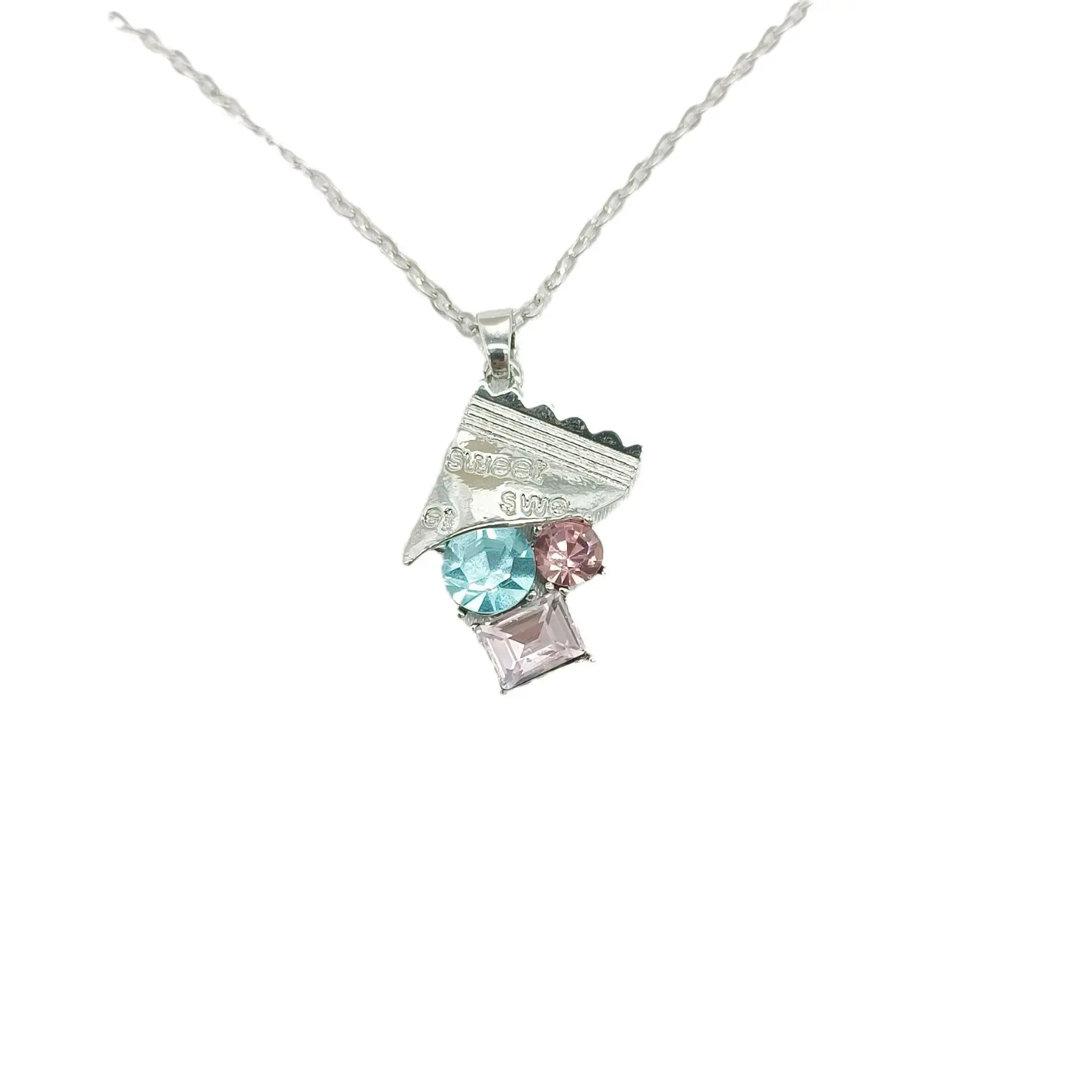 Dopamine Zircon Candy Necklace for Women Fashion Versatile Elegant Light Luxury Sweet Pendant Jewelry Sweet Style Gift for Girlfriend Christmas Gift for Best Friend Creative Necklace Collarbone Necklace Girl Necklace