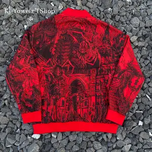 Blood Jacket Men's Double-Sided Jacket Game Loose Casual Comfort Pocket Zipper Sweatshirt Daily Wear, Men's Clothing Autumn and Winter