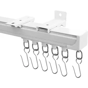 Ceiling Curtain Tracks,Curtain Track Wall Mount,Track Curtains Rod Ceilings Mount Heavy Duty Ceiling Tracks for Curtains Room Divider Rod with Hooks,White 3-12ft