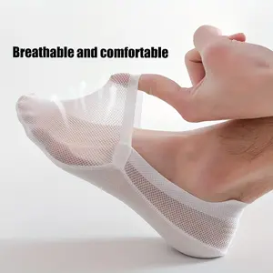 Men’s Solid Color No-Show Boat Socks, Seamless Breathable Mesh Athletic Socks 6 Pairs for Outdoor Sports